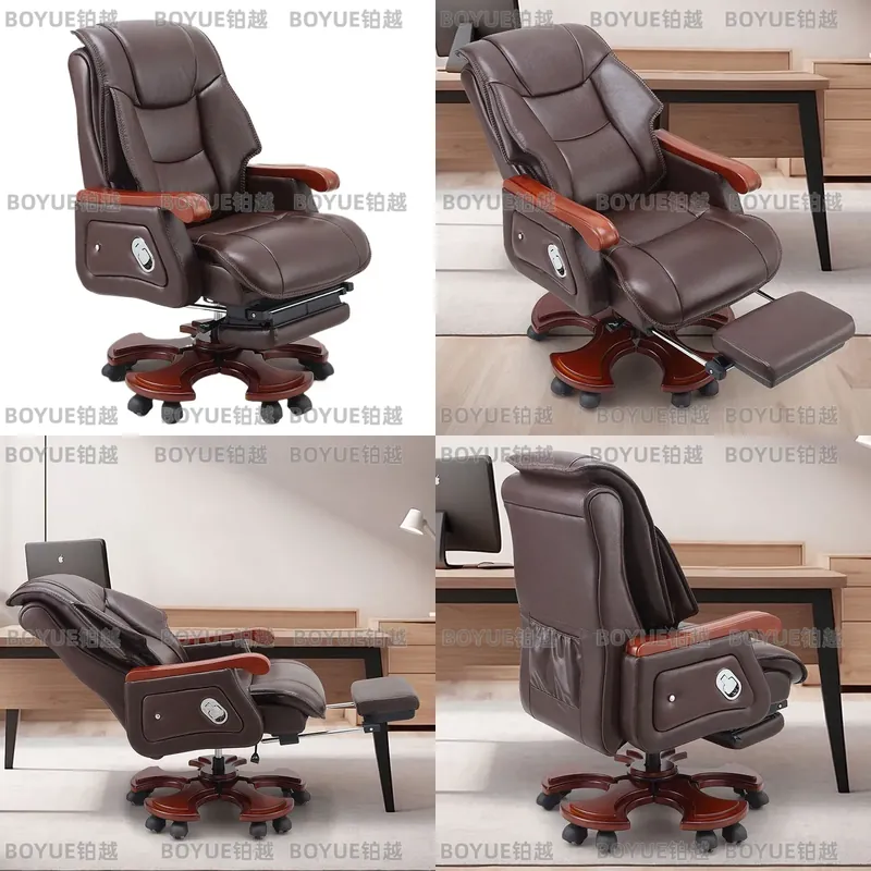 Woodworking Desk Chair - Yönetici Tipi Deri Ofis Koltuğu, Ergonomik