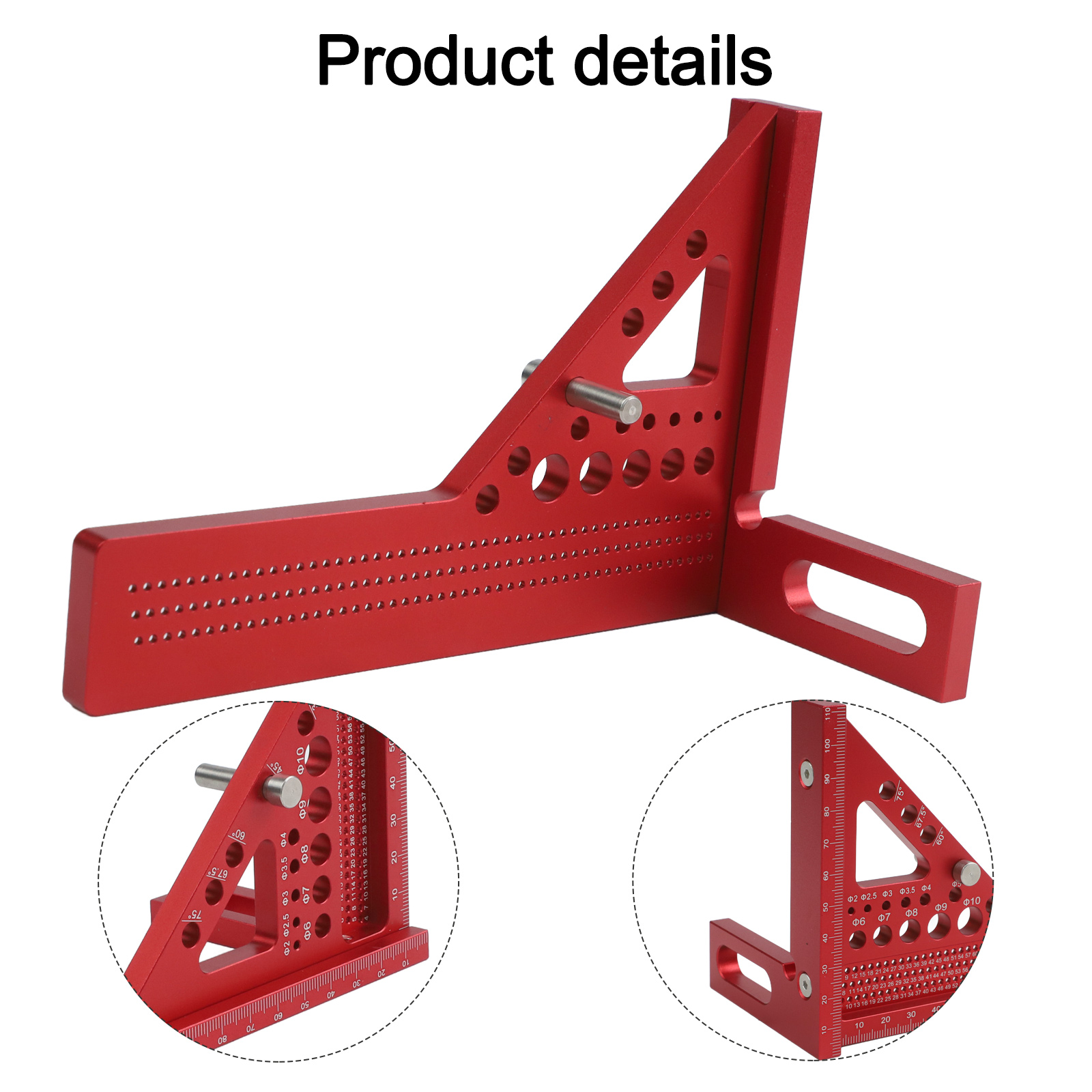 Woodworking For Engineers - Kırmızı 3D Marangoz Kare Cetvel Derece